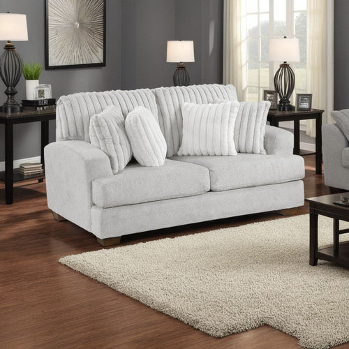 Witz Loveseat | 70" | 4 Pillows | Ribbed Texture Light Gray Corduroy