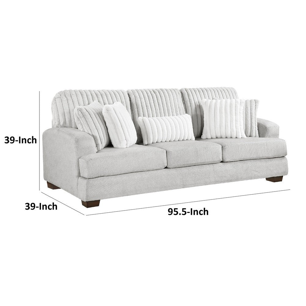Witz Sofa | 96’’ | 5 Pillows | Ribbed Texture Light Gray Corduroy BM336099