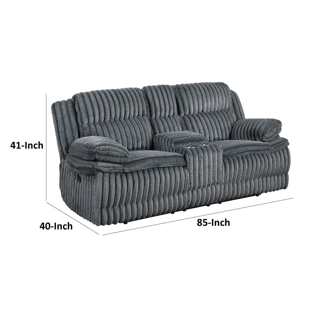 Rexy Manual Dual Recliner Loveseat | Console Dark Gray Corduroy 85’’ BM336104