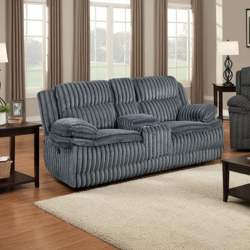 Rexy Manual Dual Recliner Loveseat | Console Dark Gray Corduroy 85"