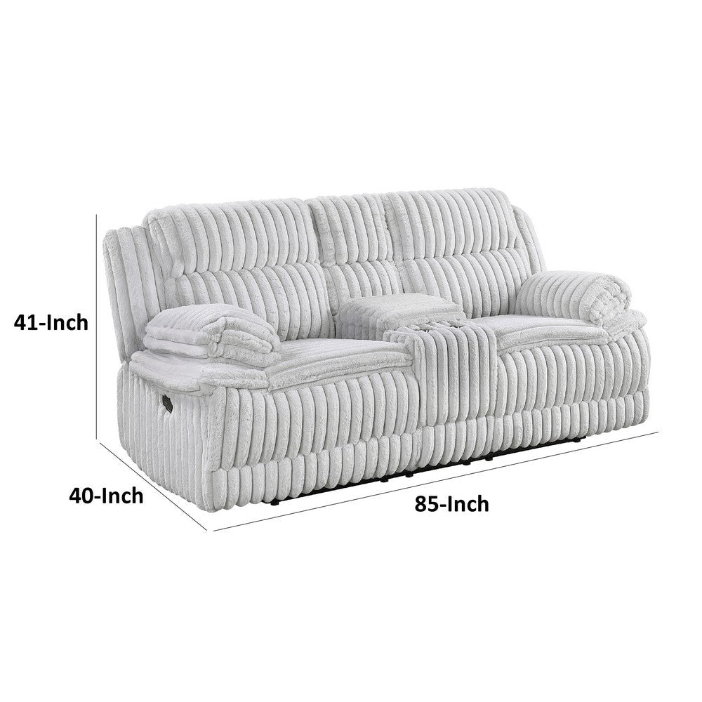 Rexy Manual Recliner Loveseat w Console | Light Gray Corduroy | 85’’ BM336107