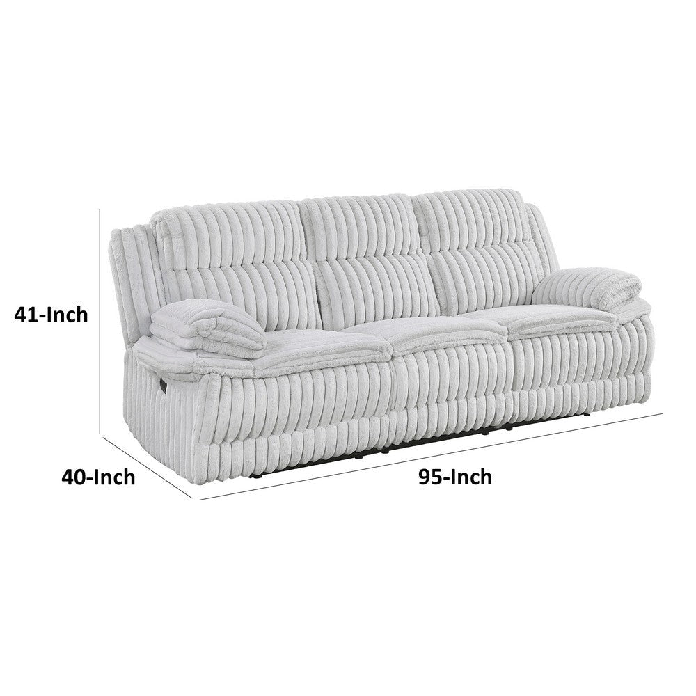 Rexy Manual Double Recliner Sofa | Textured Light Gray Corduroy 95’’ BM336108