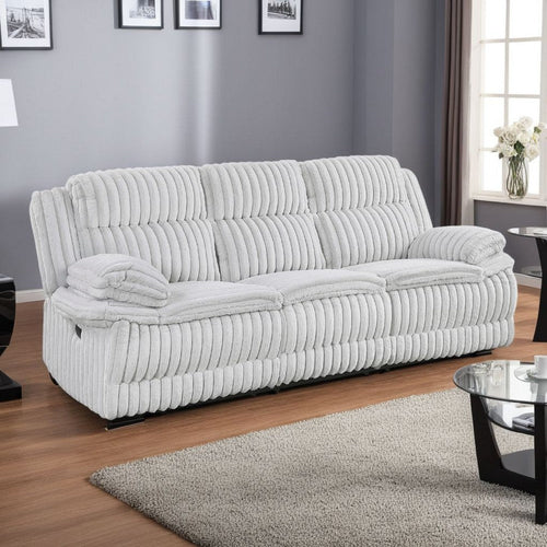Rexy Manual Double Recliner Sofa | Textured Light Gray Corduroy 95"
