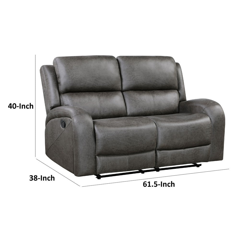 Patsy Manual Recliner Loveseat | Gray Polished Microfiber | 62’’ BM336116