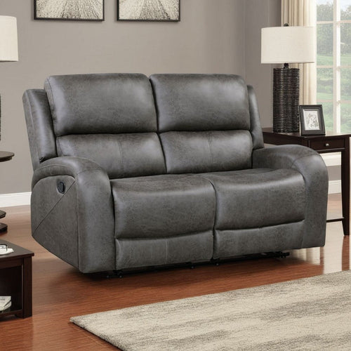 Patsy Manual Recliner Loveseat | Gray Polished Microfiber | 62"