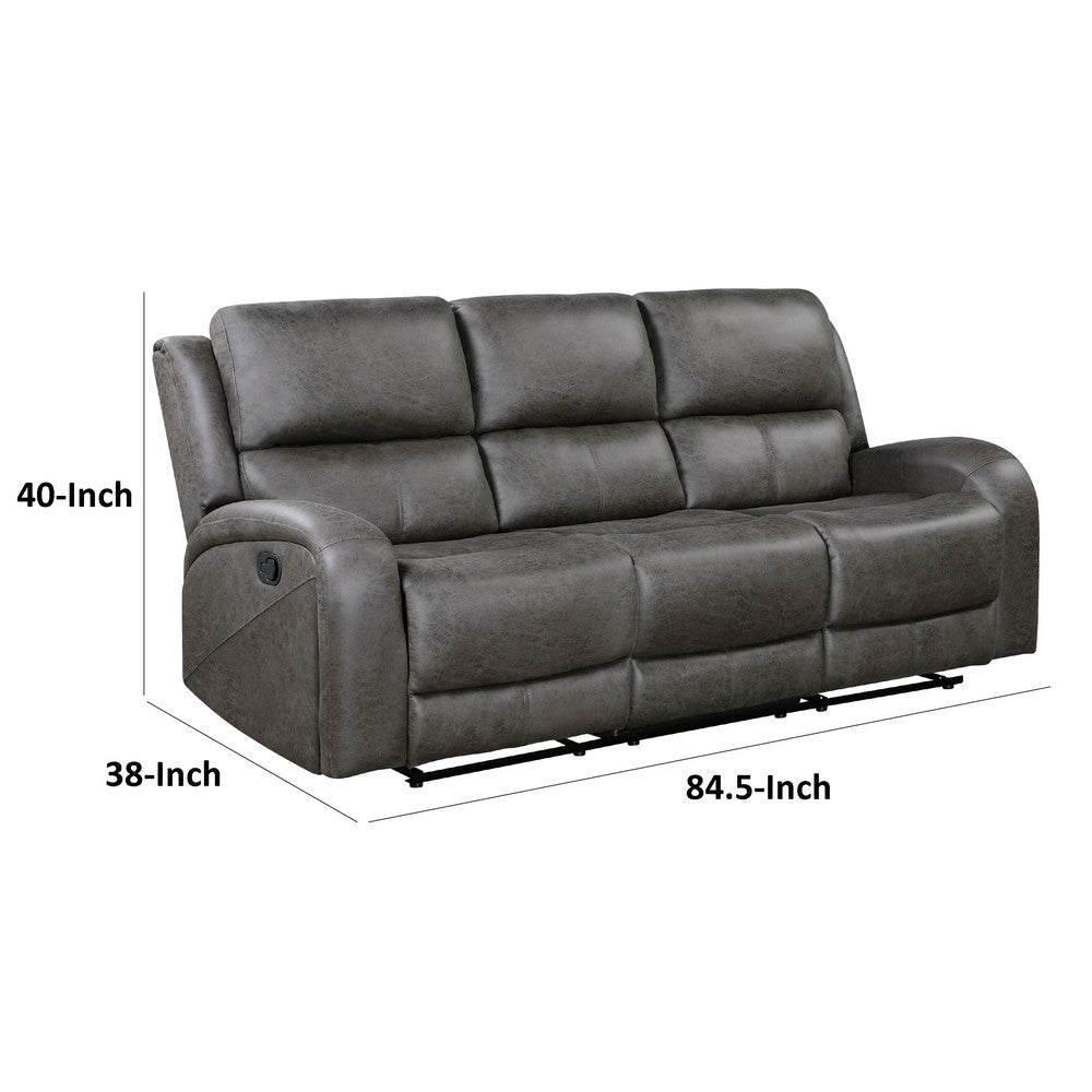 Patsy Manual Double Recliner Sofa | Gray Polished Microfiber 85’’ BM336117