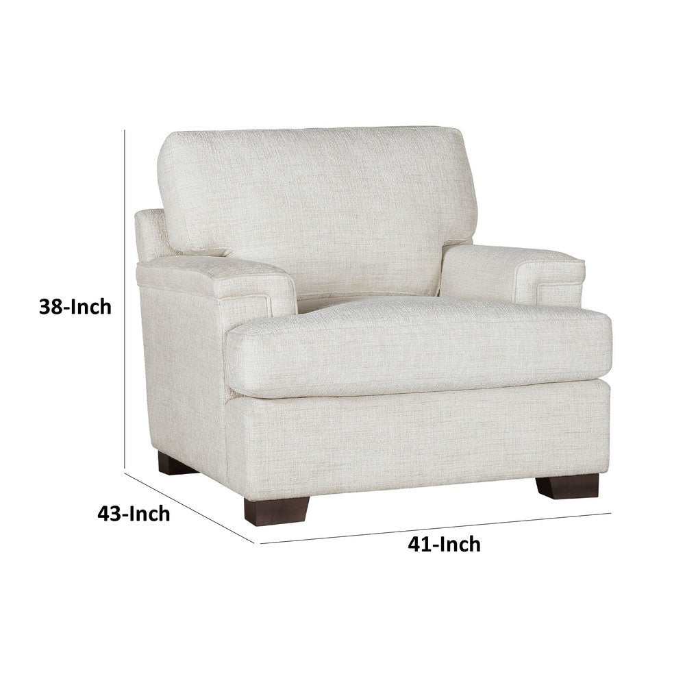 Osy Accent Chair | Ivory Chenille | Espresso Brown Wood BM336118