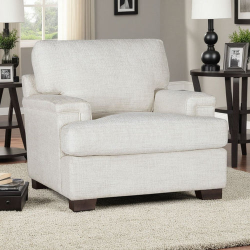 Osy Accent Chair | Ivory Chenille | Espresso Brown Wood