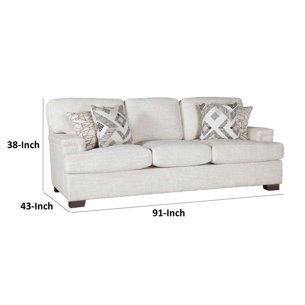 Osy Sofa with 4 Accent Pillows | 91’’ | Soft Ivory Chenille BM336120