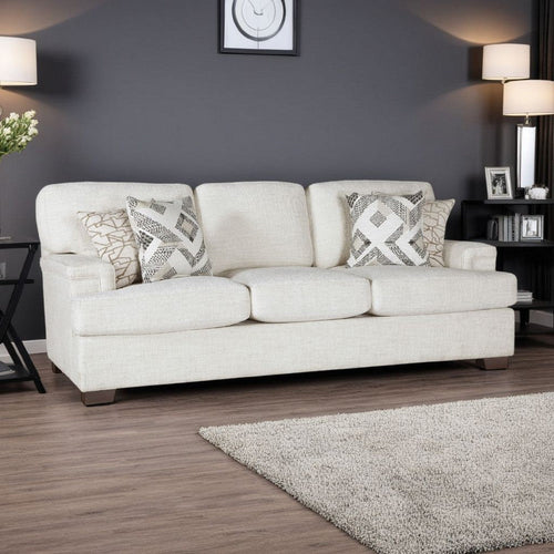 Osy Sofa with 4 Accent Pillows | 91" | Soft Ivory Chenille
