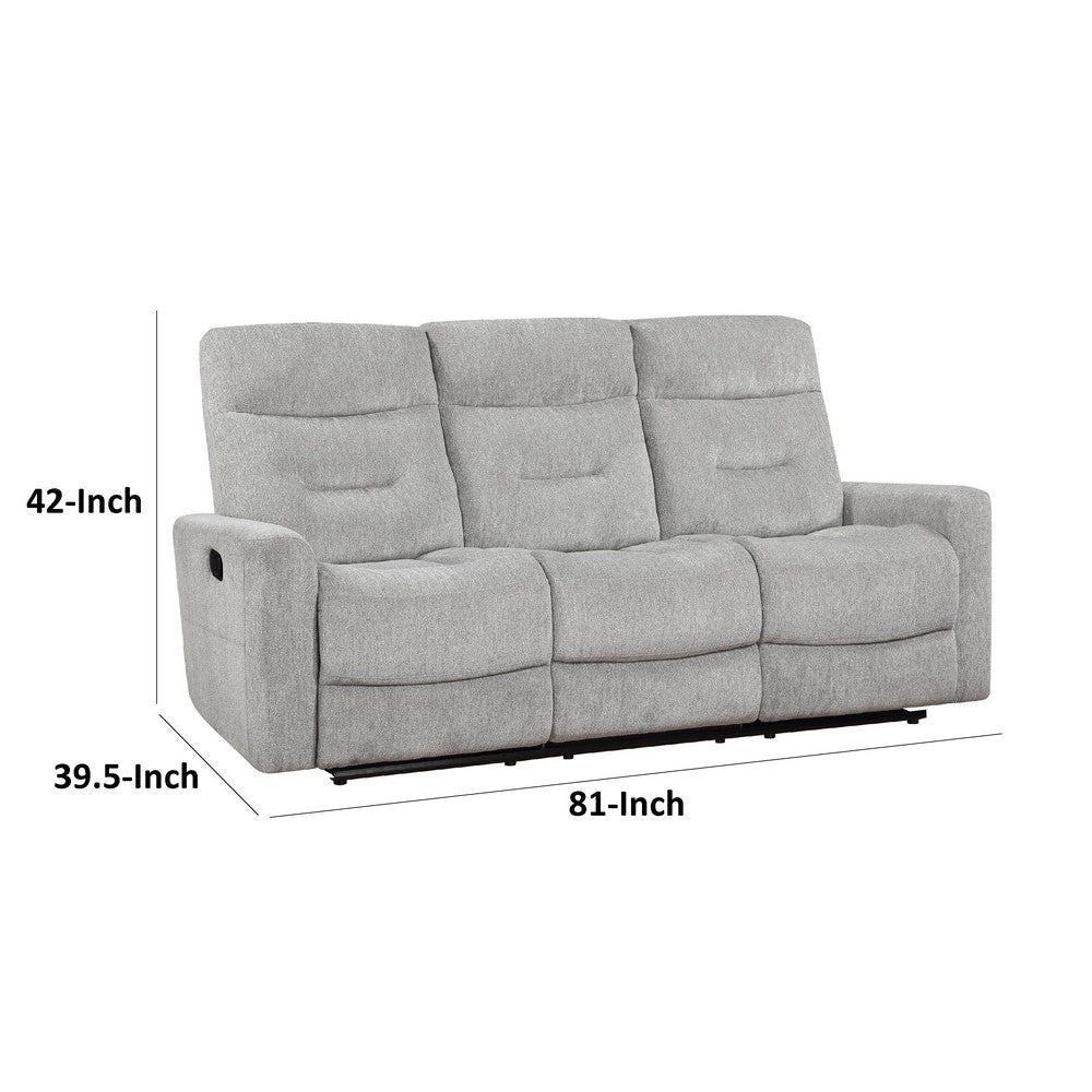 Lyns Manual Double Recliner Sofa | Soft Gray Chenille 81’’ BM336123