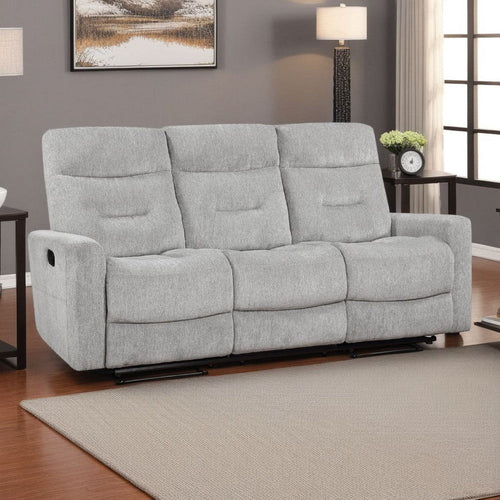 Lyns Manual Double Recliner Sofa | Soft Gray Chenille 81"