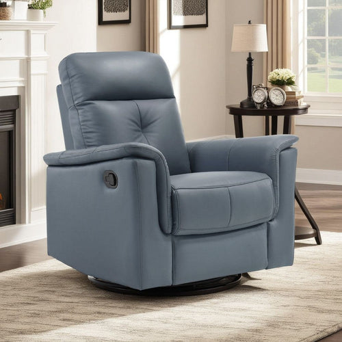 Briz Manual Swivel Recliner Chair | Top Grain Leather Slate Gray