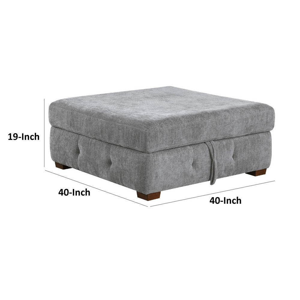 Rez Storage Ottoman | 40’’ | Tufted Gray Chenille Cushion BM336128