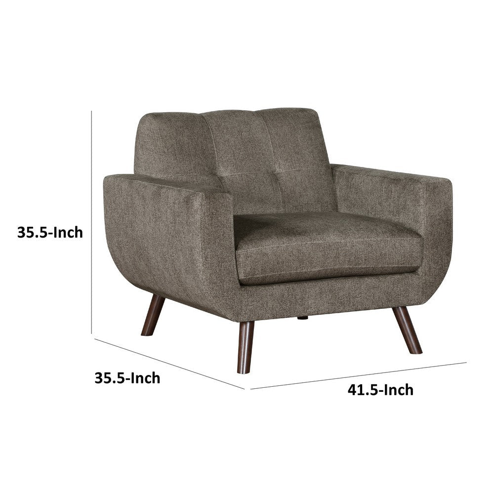 Jany Accent Chair | Tufted Brown Textured Microfiber | Walnut Tone BM336129