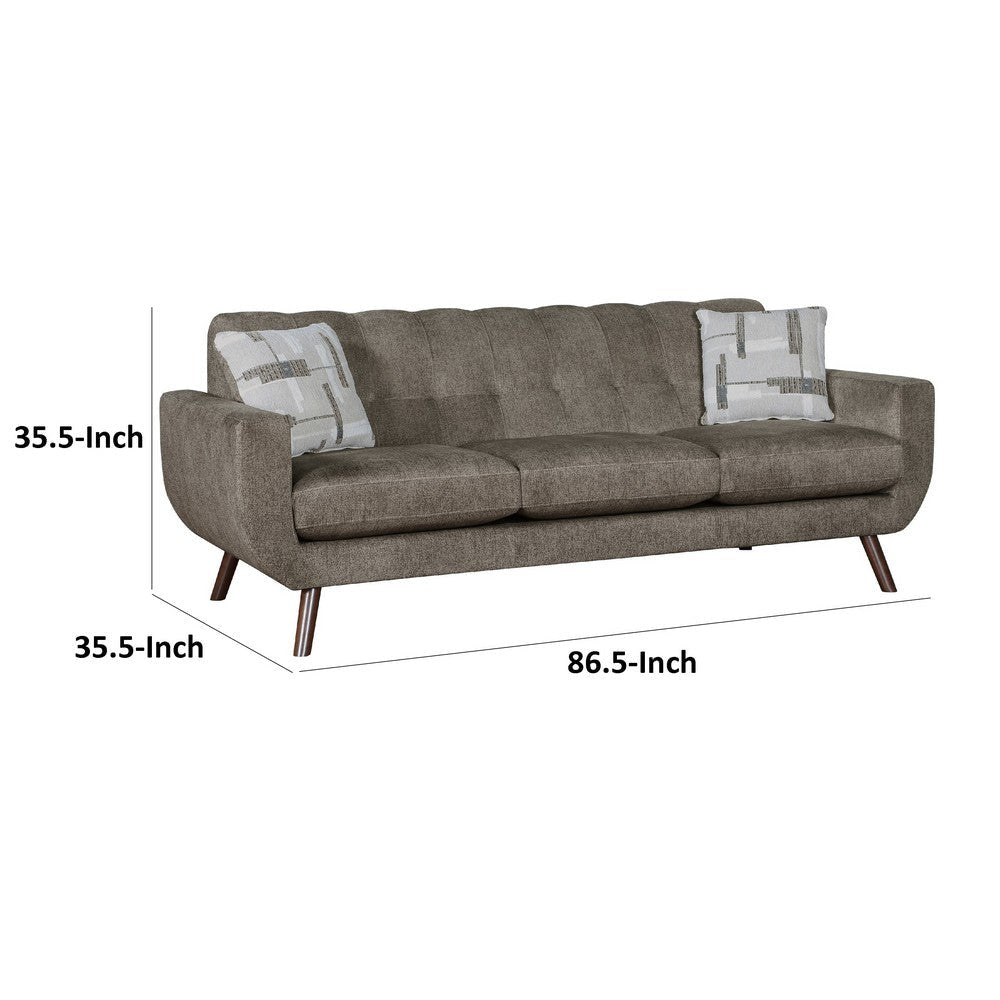 Jany Sofa with 2 Pillows | 87’’ Brown Microfiber | Walnut Tone BM336131
