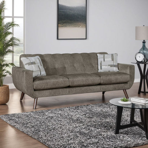 Jany Sofa with 2 Pillows | 87" Brown Microfiber | Walnut Tone