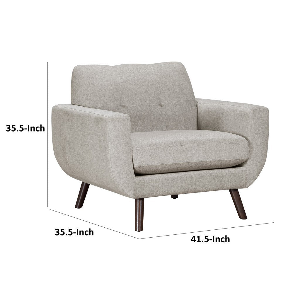 Jany Accent Chair | Tan Gray Textured Microfiber | Walnut Brown Legs