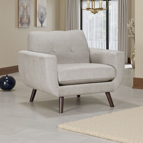 Jany Accent Chair | Tan Gray Textured Microfiber | Walnut Brown Legs