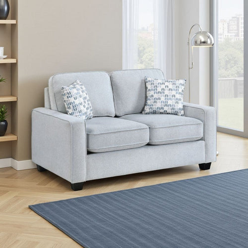 Pery Loveseat w 2 Pillows | Reversible Cushions | Light Gray 60"