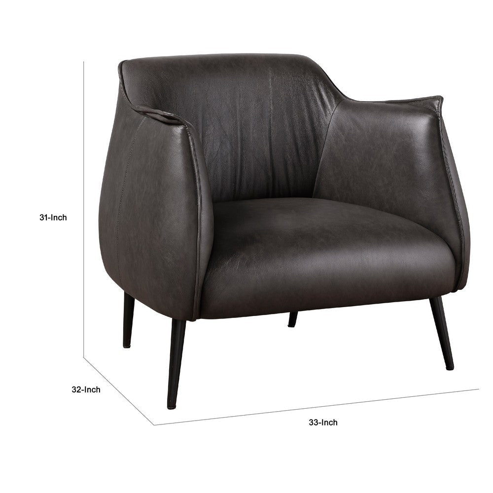 Leoni Accent Club Chair | Dark Brown Faux Leather | Flared Solid Wood BM336180