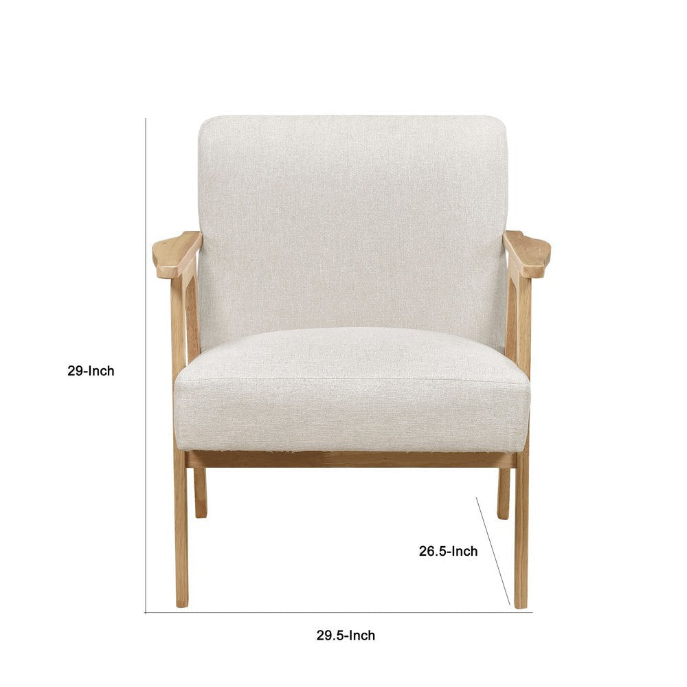 Cathy Accent Club Armchair | Soft Beige | Natural Brown Wood Frame