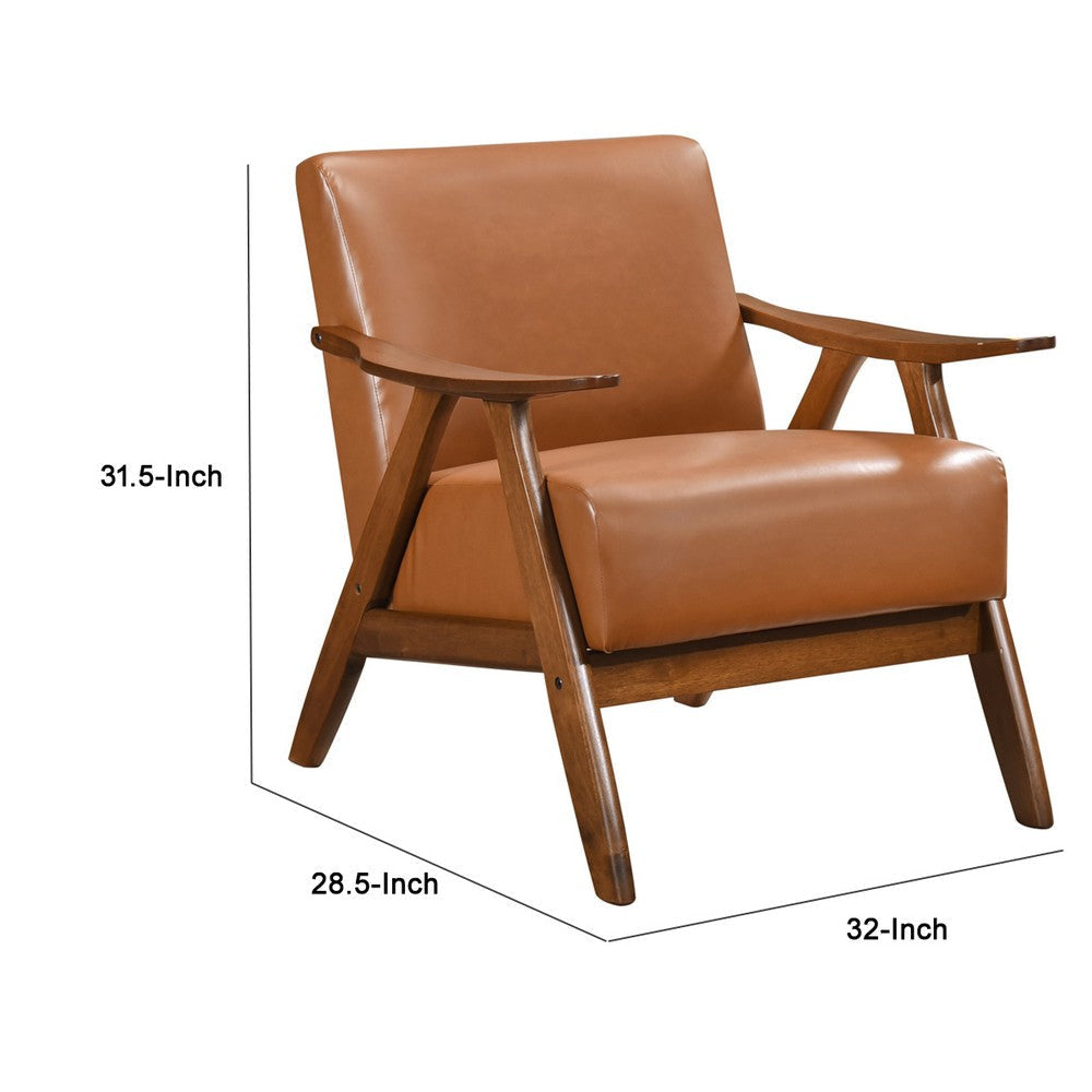 Indy Accent Club Armchair | Matte Brown Faux Leather | Solid Wood