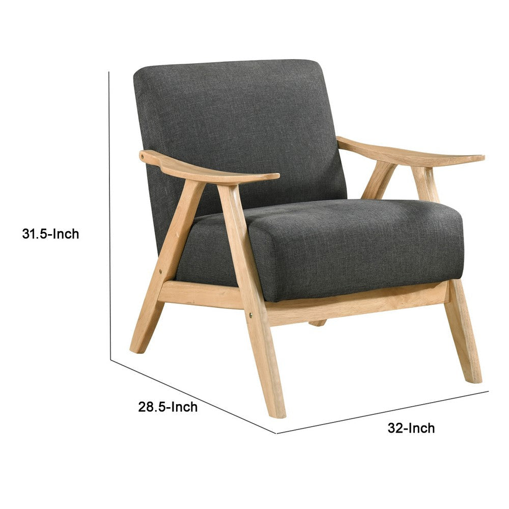 Indy Accent Club Armchair | Dark Gray Textured | Solid Rubberwood BM336189