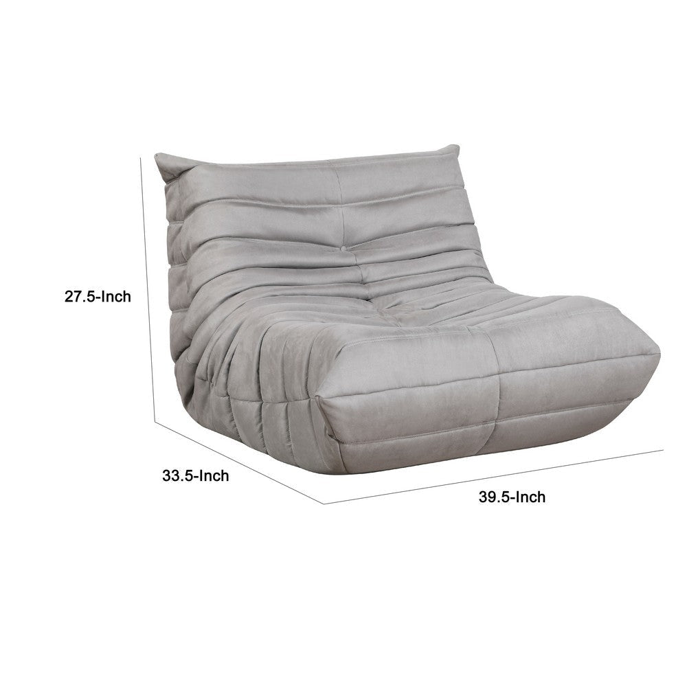 Revena Accent Floor Chair | Pleated Gray Microfiber Fabric | Curved BM336197