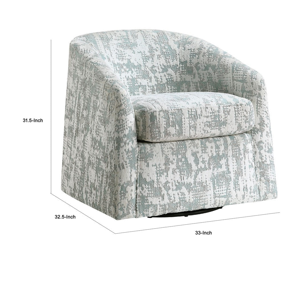 Swivel Armchair | Green Jacquard Fabric | Curved Foam Cushions BM336203