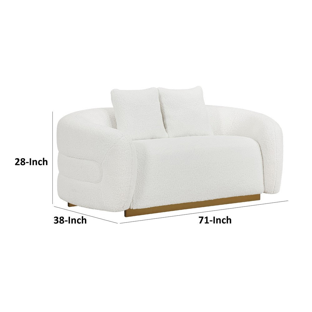 Novy Loveseat with 2 Accent Pillows | White Sherpa | Gold | 71’’ BM336223
