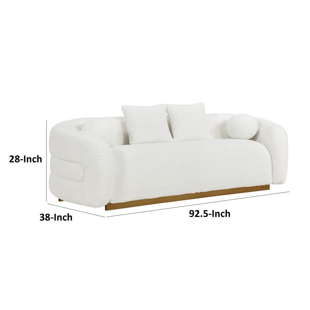 Novy Sofa | 4 Accent Pillows | White Sherpa | Gold | 93’’ BM336224