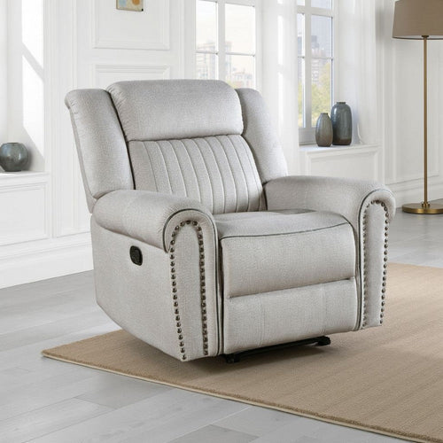 Ben Manual Reclining Chair | 41" | Gray Microfiber | Nailhead Trims
