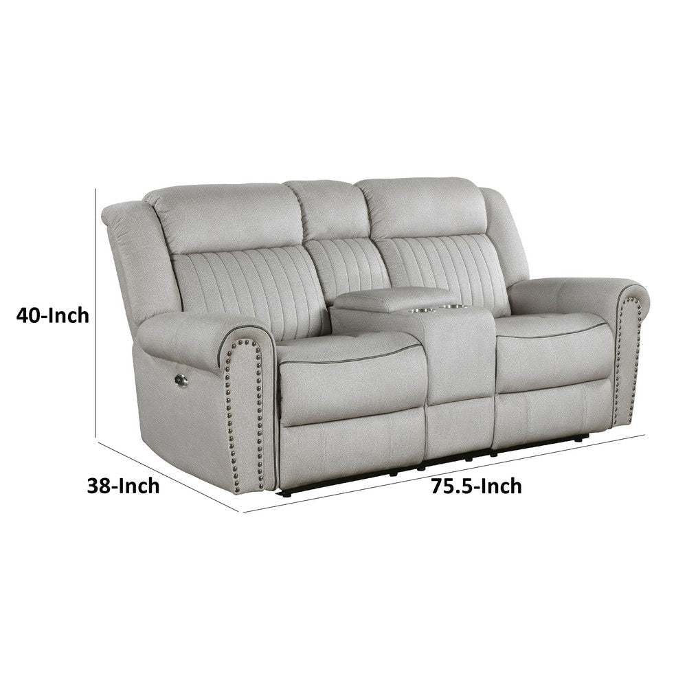 Ben Power Reclining Loveseat | 76’’ | Gray Microfiber | Nailhead Trims BM336234