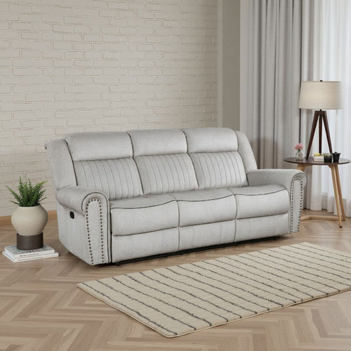 Ben Manual Reclining Sofa | 89" | Gray Microfiber | Nailhead Trims