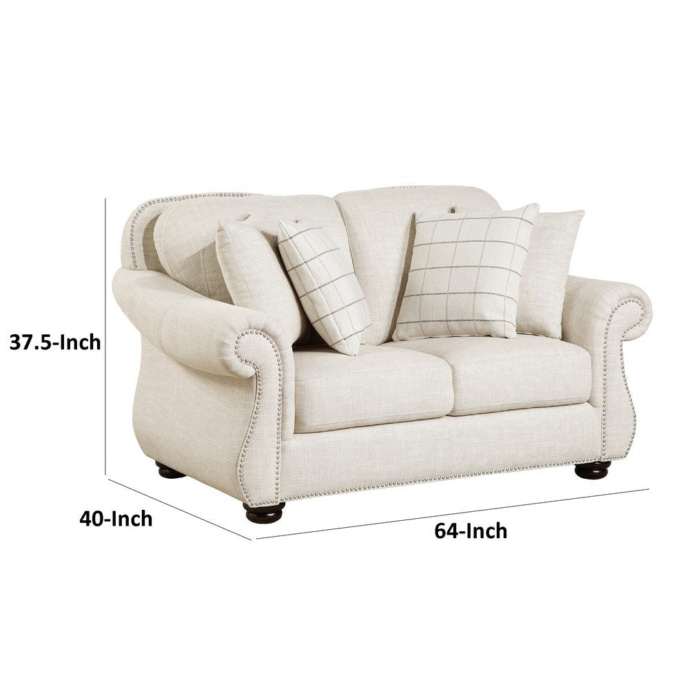 Boro Loveseat with 4 Accent Pillows | 64’’ | Beige Fabric BM336248