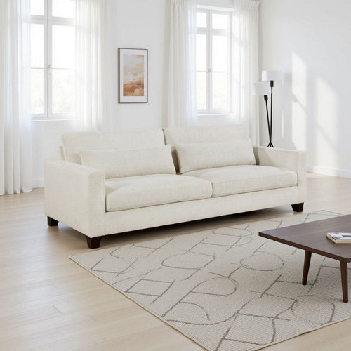 Bior Sofa | 2 Lumbar Pillows | Ivory Fabric | 89" | Modern Design