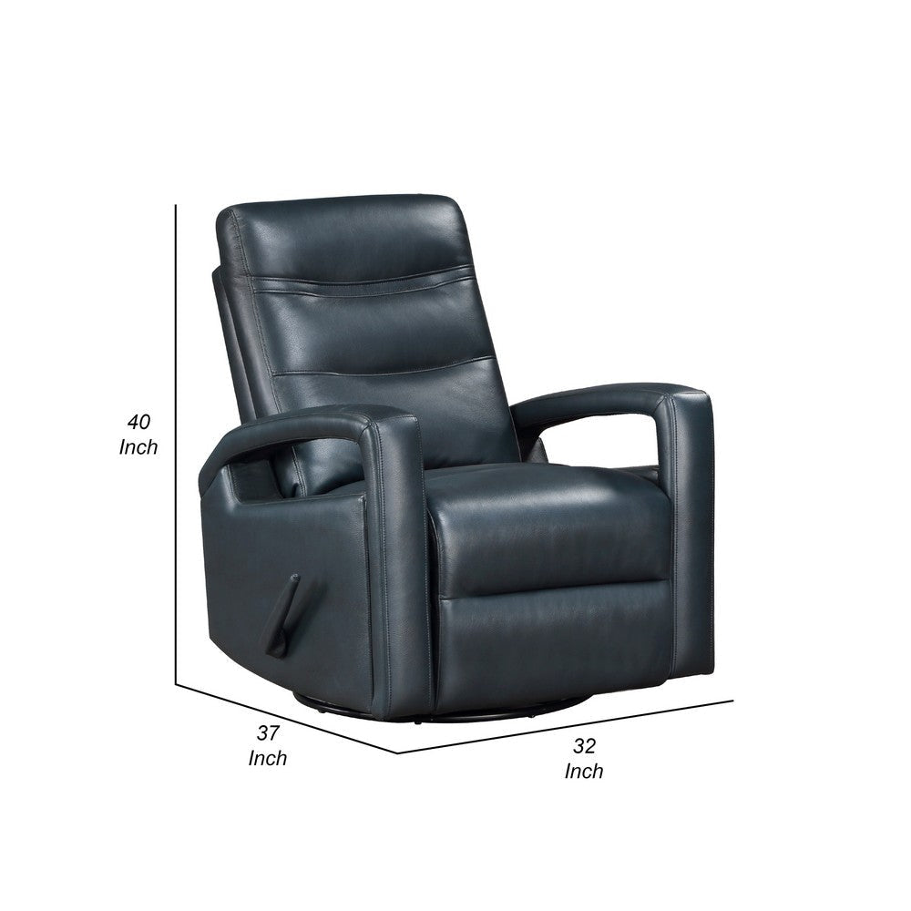 Kamo Manual Recliner Swivel Chair | 32’’ | Navy Blue Faux Leather BM336277