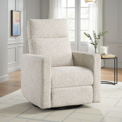 Leox Manual Recliner Chair | 30" | Light Gray Boucle | 360 Swivel