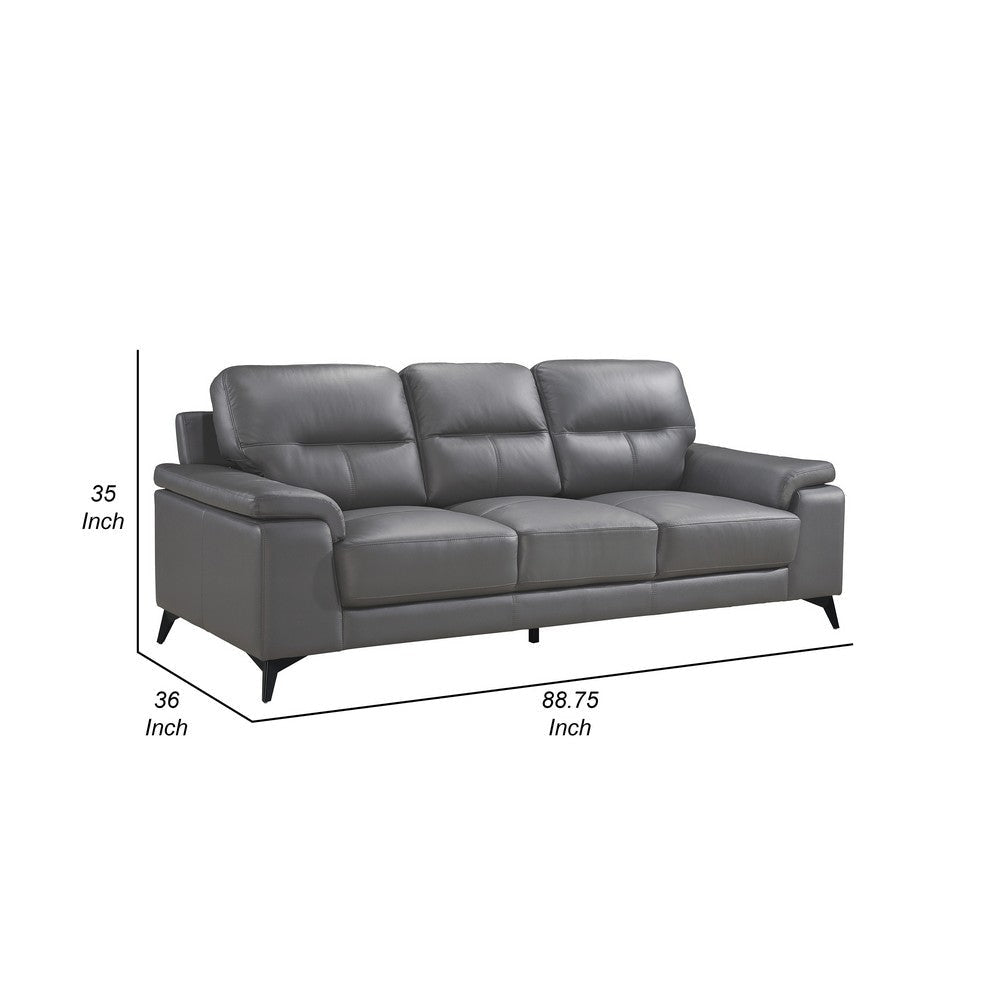 Mica Sofa | Dark Gray Top Grain Leather Foam Cushions | 89’’ BM336284