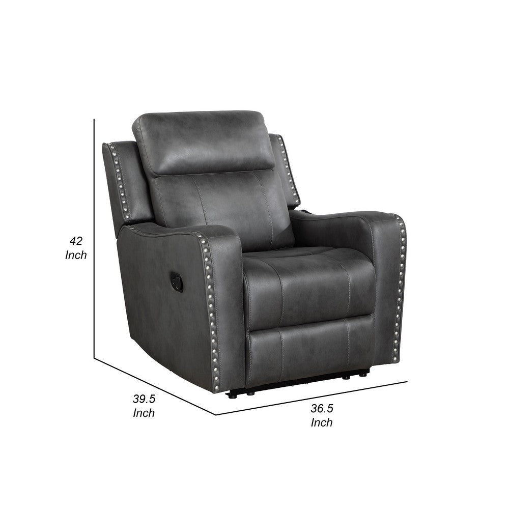 Gimo Manual Recliner Chair | Dark Gray Microfiber | 37’’ BM336285
