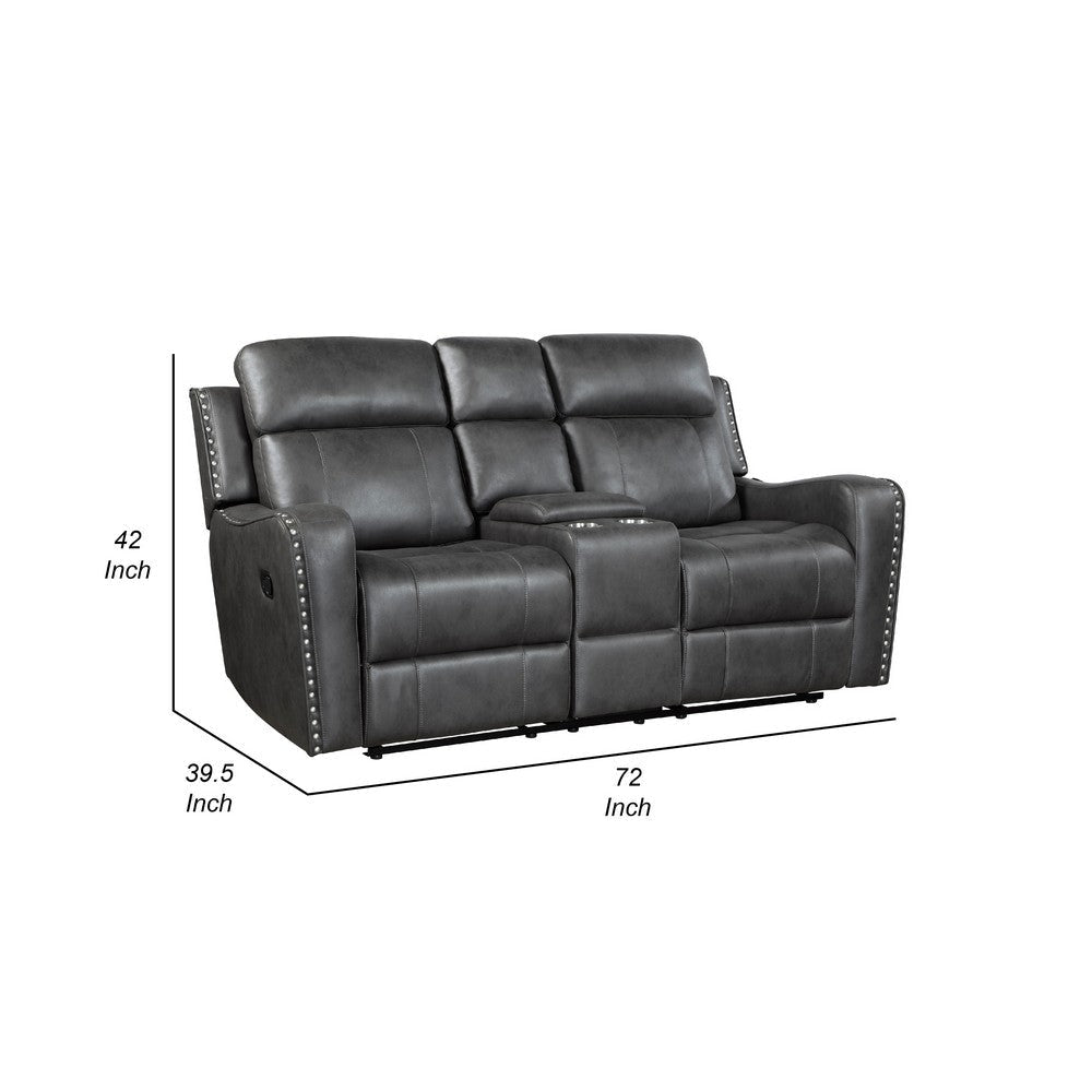 Gimo Dual Manual Recliner Loveseat | Dark Gray Microfiber | 72’’ BM336287