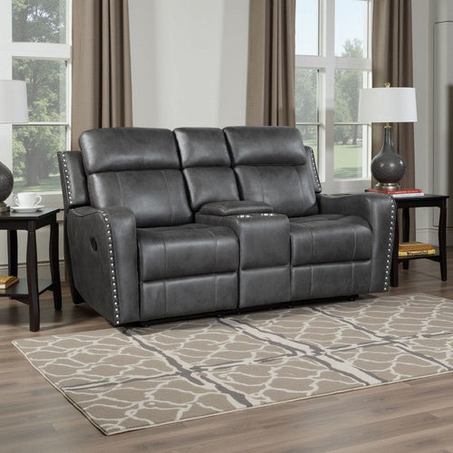 Gimo Dual Manual Recliner Loveseat | Dark Gray Microfiber | 72"