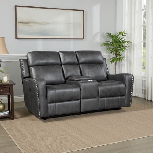 Gimo Dual Power Recliner Loveseat | Dark Gray Microfiber | 72"