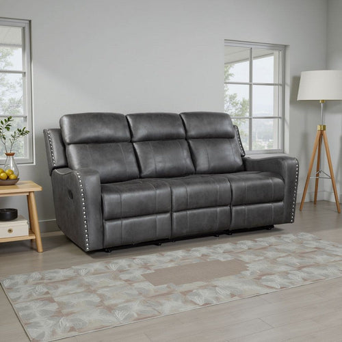 Gimo Dual Manual Recliner Sofa | Dark Gray Microfiber | 82"