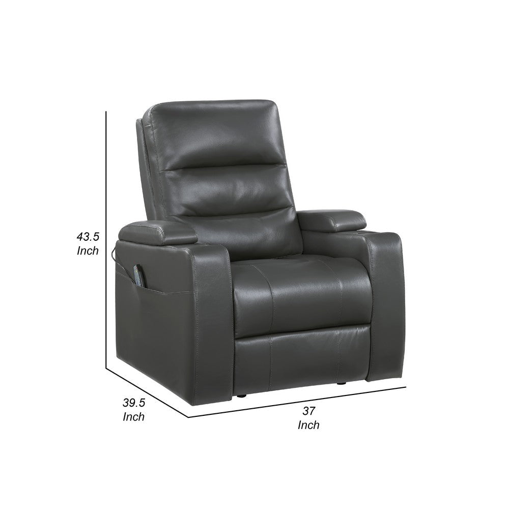 Power Recliner Chair with Heat and Massage | Dark Gray Faux Leather BM336291