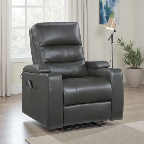 Power Recliner Chair with Heat and Massage | Dark Gray Faux Leather