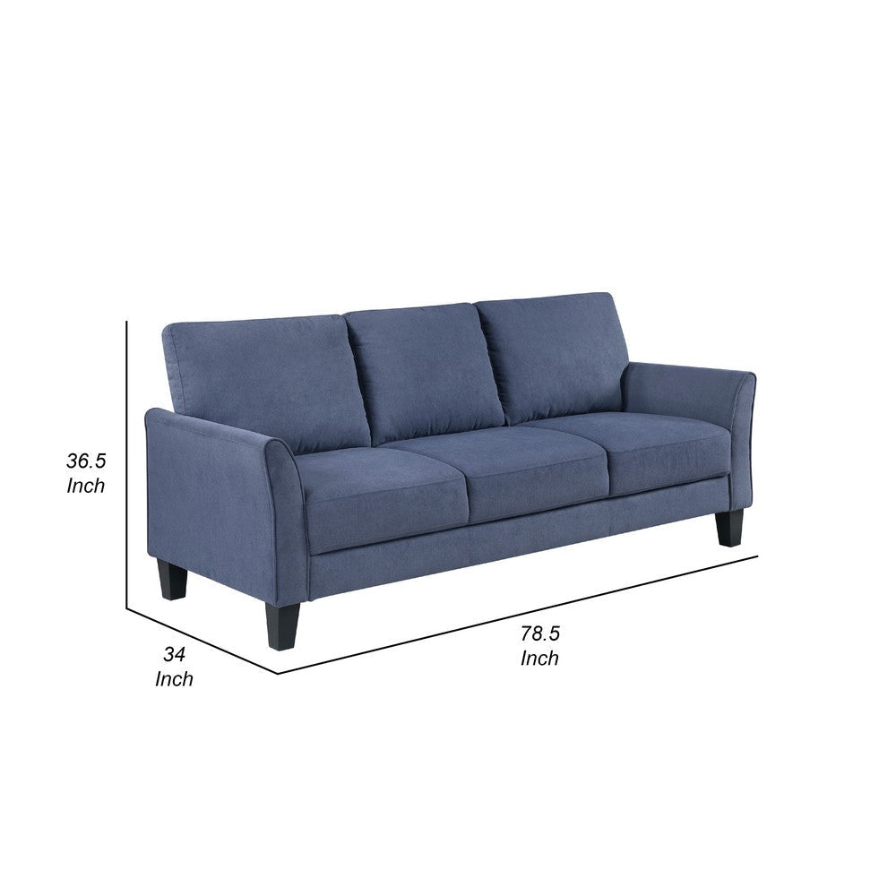Xumo Sofa | Blue Fabric | 79’’ | Black Tapered Wood Legs BM336294