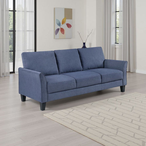 Xumo Sofa | Blue Fabric | 79" | Black Tapered Wood Legs