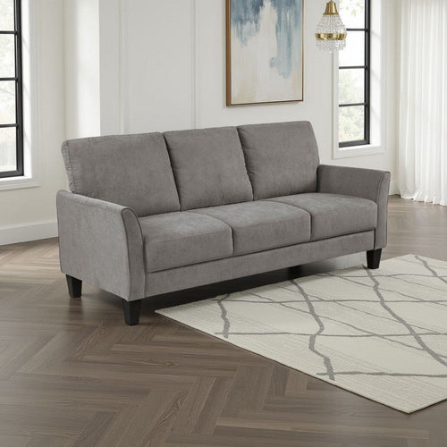Xumo Sofa | Taupe Gray Fabric | 79" | Black Tapered Wood Legs
